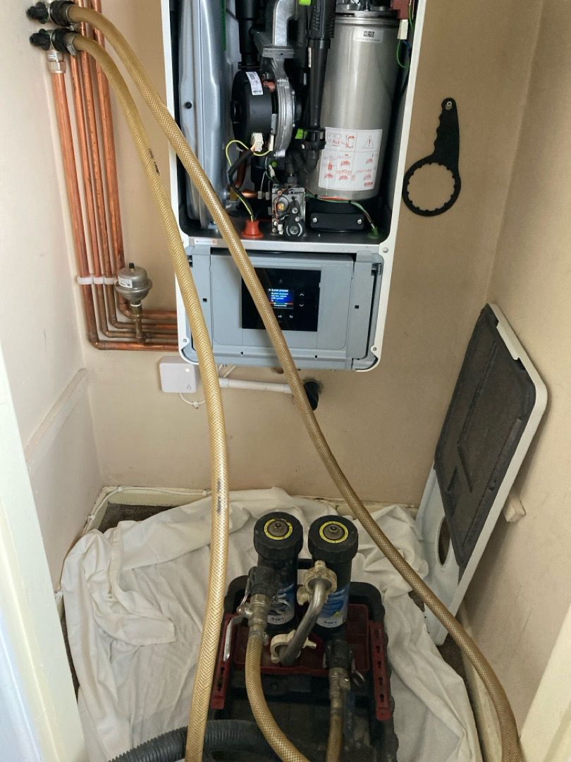 Boiler power flush in progress